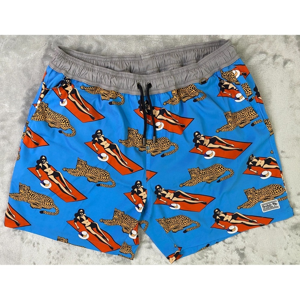 Baja Llama Swim Shorts Men XXL‎ Blue The Purrrfect Women Leopard Graphic Trunks